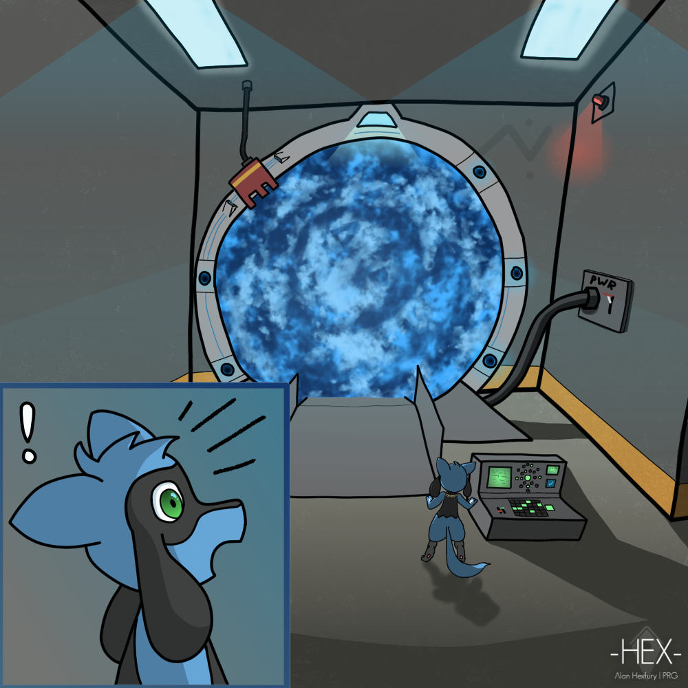 Hex the Riolu turning on a Stargete.